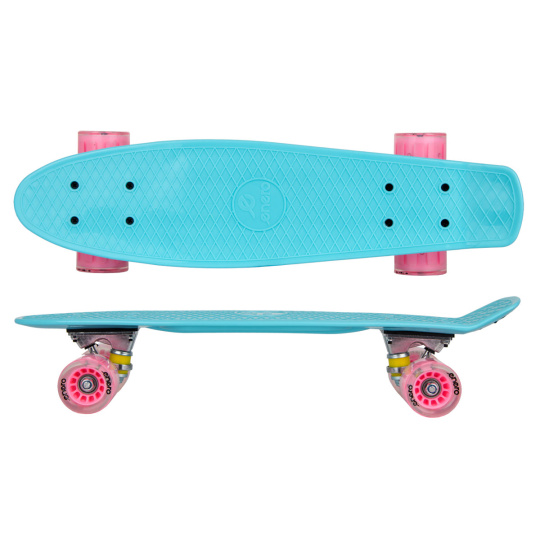 PENNYBOARD ENERO MODRÝ 22" so svietiacimi kolieskami ružové